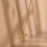 Jesus Fish Cross Necklace