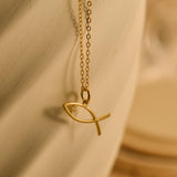 Jesus Fish Cross Necklace