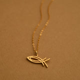 Double Ichthys Cross Necklace