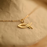 Double Ichthys Cross Necklace