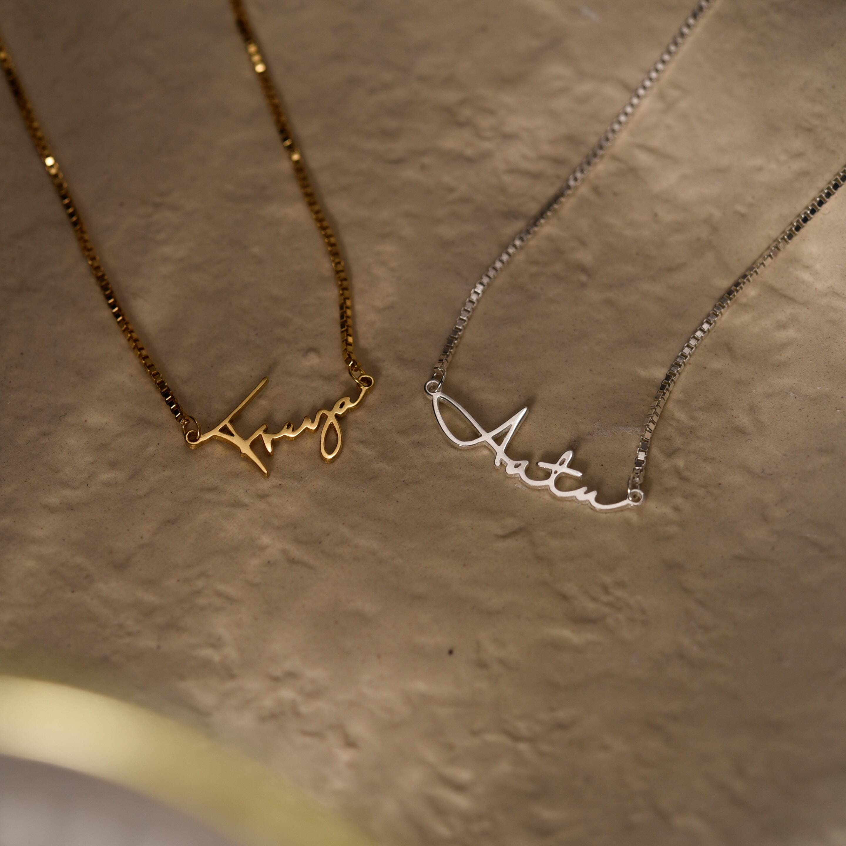 Initial Name Necklace with Box Chain