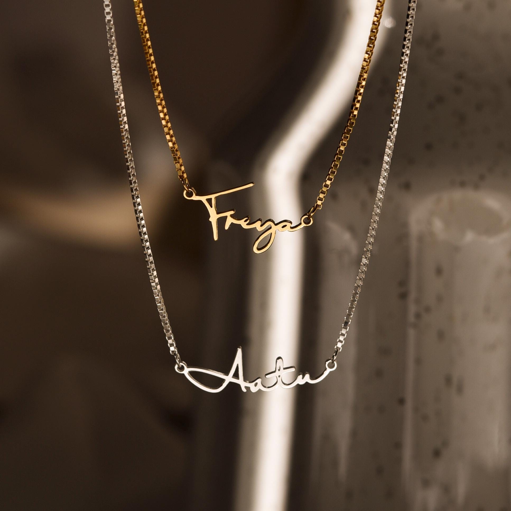 Initial Name Necklace with Box Chain