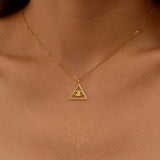 All-Seeing Eye Necklace, Triangle Pendant, Protection Amulet, Mystical Symbol Jewelry, Everyday Necklace, Gift for Her, GS0255
