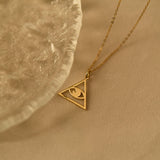 All-Seeing Eye Necklace, Triangle Pendant, Protection Amulet, Mystical Symbol Jewelry, Everyday Necklace, Gift for Her, GS0255