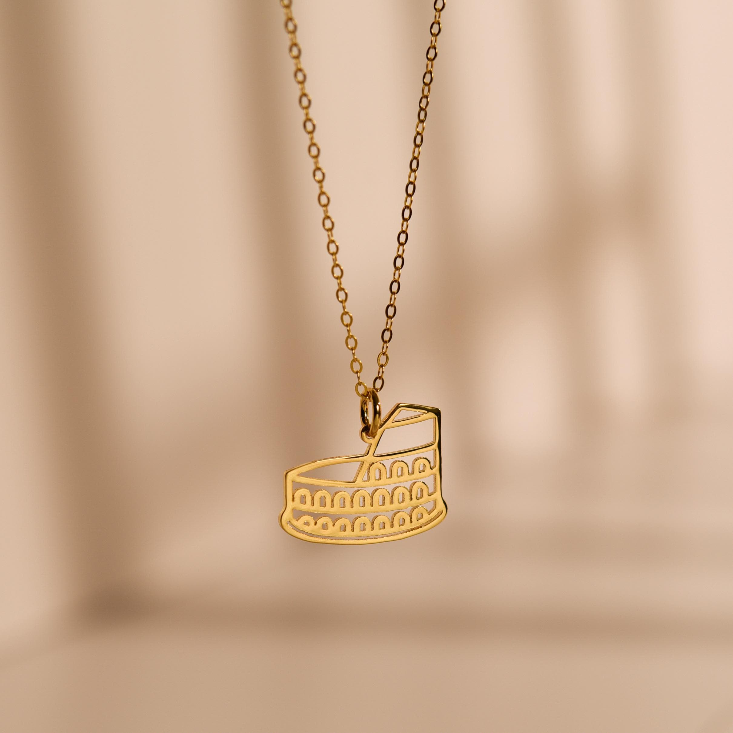 18K Gold Plated Colosseum Rome Necklace, Italian Landmark Pendant, Travel Lover Gift, Sterling Silver Base, GS0265