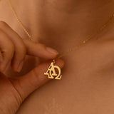 Alpha & Omega Necklace, Christian Symbol Pendant, 18K Gold Plated on Sterling Silver, GS0268