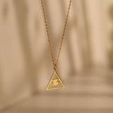 All-Seeing Eye Necklace, Triangle Pendant, Protection Amulet, Mystical Symbol Jewelry, Everyday Necklace, Gift for Her, GS0255