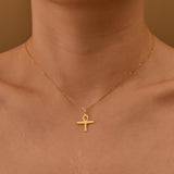 Ankh Egyptian Cross Necklace, Key of Life Pendant, 18K Gold Plated on Sterling Silver, Ancient Egypt Jewelry Gift, GS0266