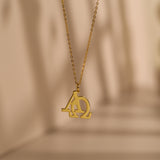 Alpha & Omega Necklace, Christian Symbol Pendant, 18K Gold Plated on Sterling Silver, GS0268