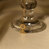 Aztec Sun Symbol Necklace, Cultural Motif Pendant, 18K Gold Plated on Sterling Silver, GS0269