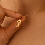 Aztec Sun Symbol Necklace, Cultural Motif Pendant, 18K Gold Plated on Sterling Silver, GS0269