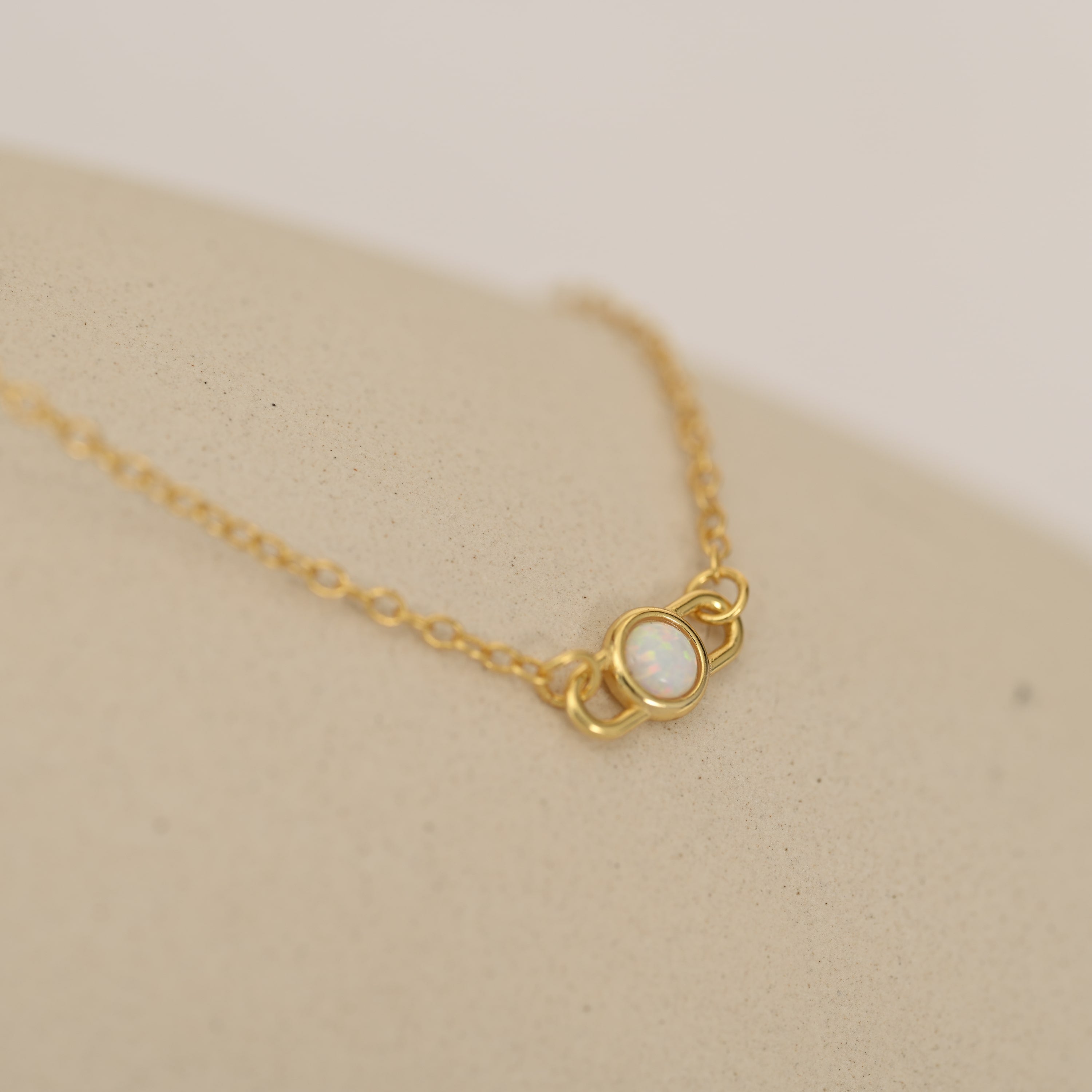 Paper Clip Pendant Opal Necklace