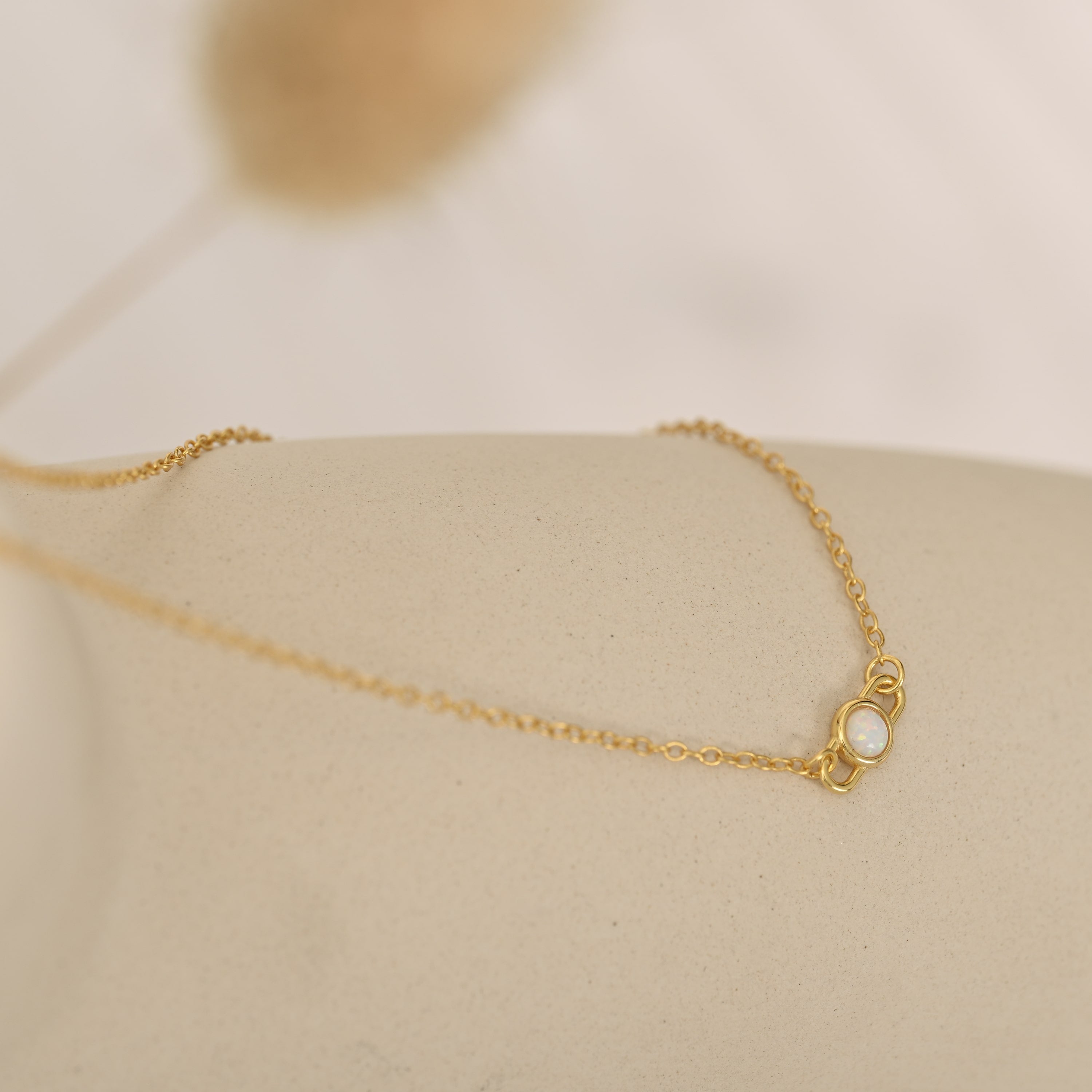 Paper Clip Pendant Opal Necklace